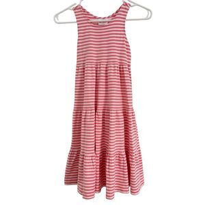 HANNA ANDERSSON Twirl Power Tank Dress Size 130 US 8 White Pink Stripes Cotton